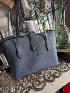 Kate Spade Essentials Leather Tote Bag in Dusty Blue